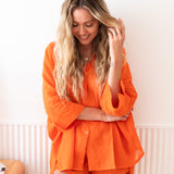 Sunkissed Coral Elastic Waist Shorts